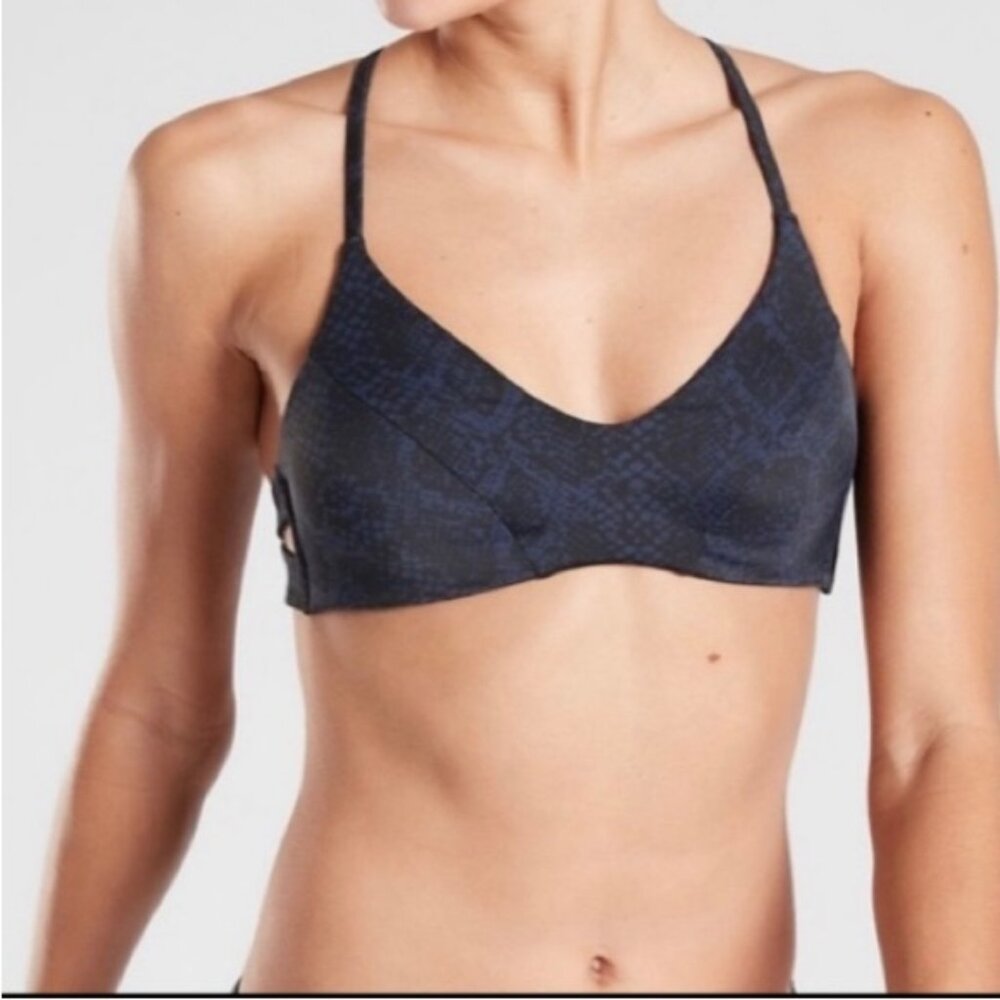 Athleta Snake Print Black & Dark Blue Triangle Bikini Top NWT A-C cup fit